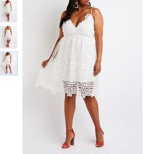 White crochet skater dress